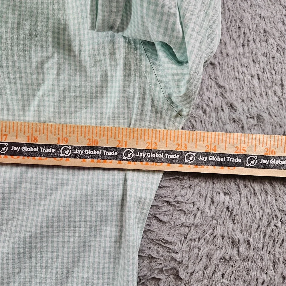 J Crew Thompson Dress Shirt Men Large 16 - 16.5 Button Long Sleeve‎ Green White